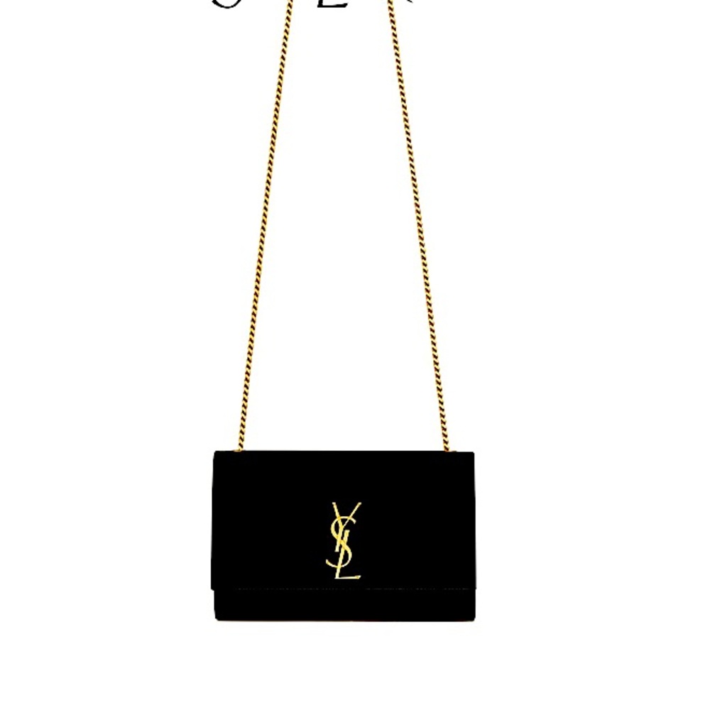 YSL KATE BAG MEDIUM IN GRAIN DE POUDRE EMBOSSED LEATHER ENVELOPE CHAIN BAG